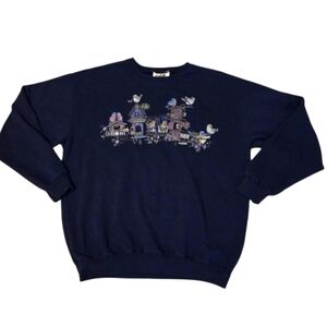 Vintage Northern Reflections Sweatshirt Country Cottage Granny Bird House Medium